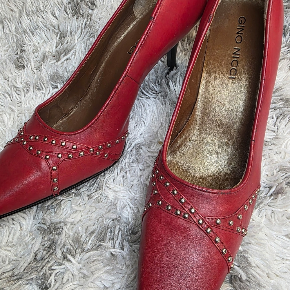 Red Studded Women's Heels